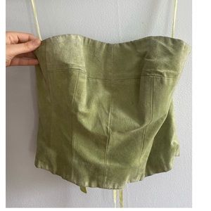 Vintage Sage Green Suede Corset